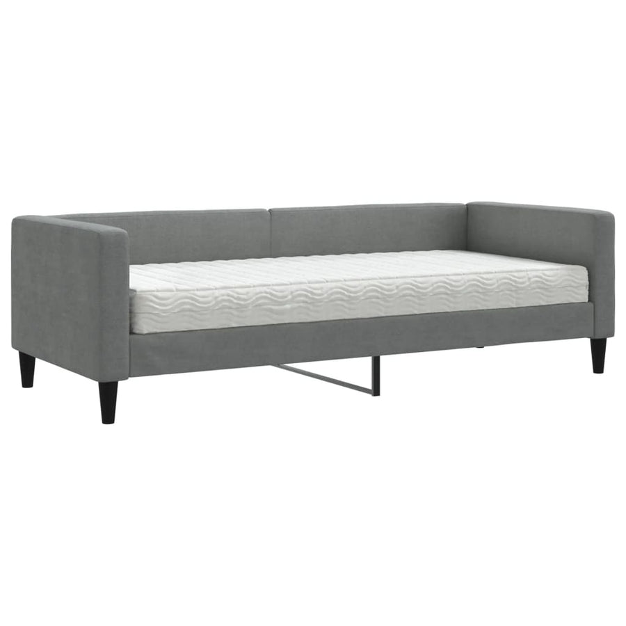 Slaapbank met matras 80x200 cm stof donkergrijs 80 x 200 cm Donkergrijs met matras