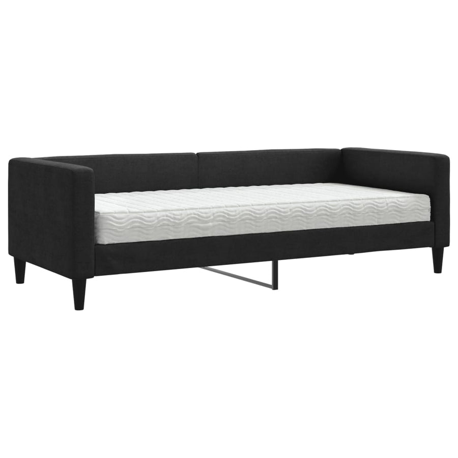 Slaapbank met matras 80x200 cm stof zwart 80 x 200 cm Zwart met matras