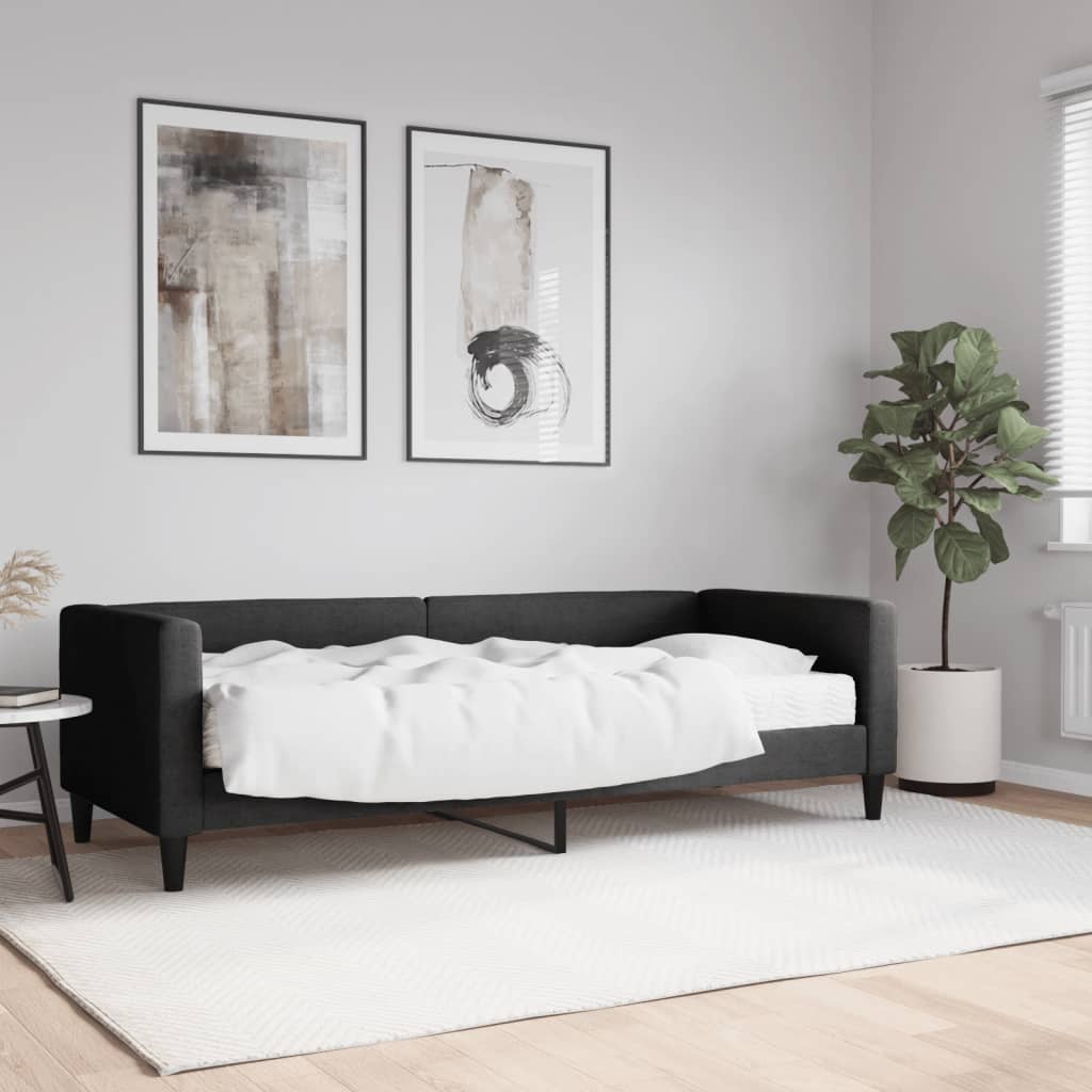 Slaapbank met matras 80x200 cm stof zwart 80 x 200 cm Zwart met matras
