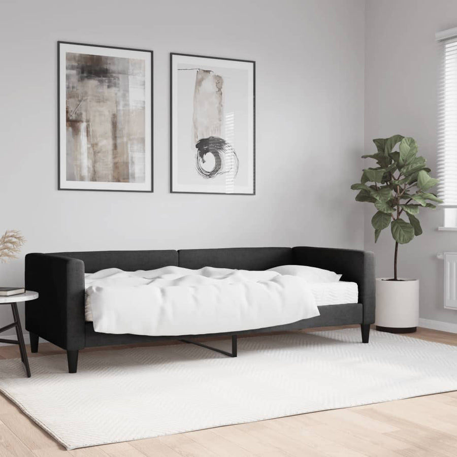 Slaapbank met matras 80x200 cm stof zwart 80 x 200 cm Zwart met matras