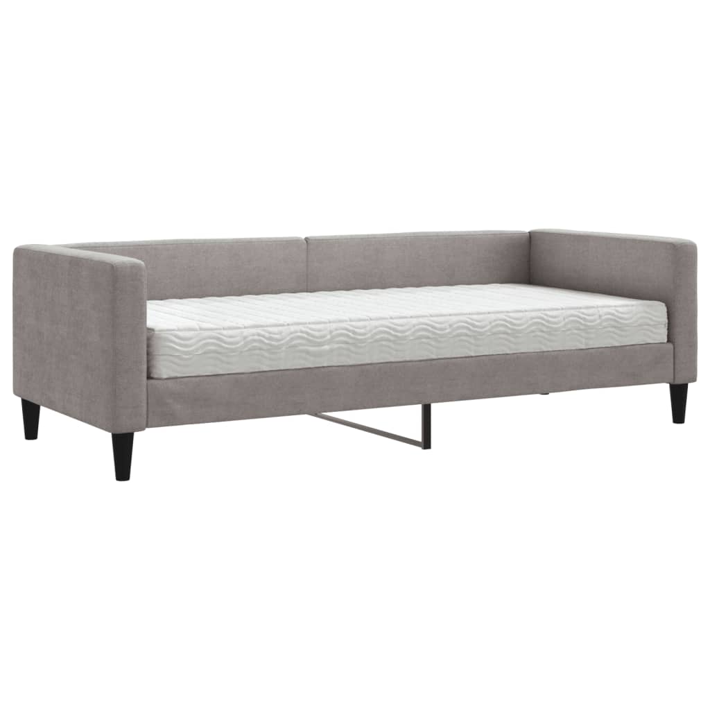 Slaapbank Met Matras 80X200 Cm Stof Taupe Taupe 80 x 200 cm