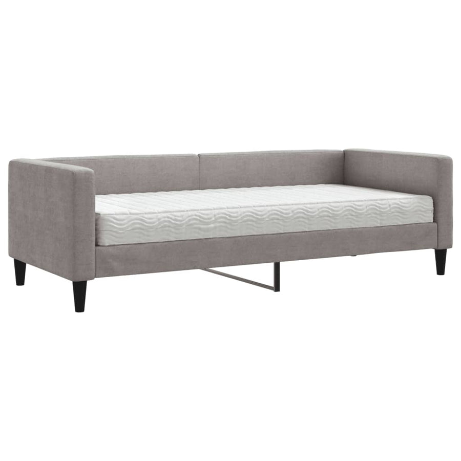 Slaapbank Met Matras 80X200 Cm Stof Taupe Taupe 80 x 200 cm