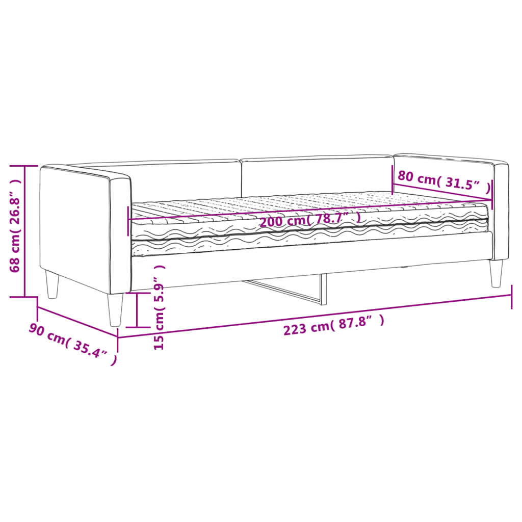 Slaapbank Met Matras 80X200 Cm Stof Taupe Taupe 80 x 200 cm