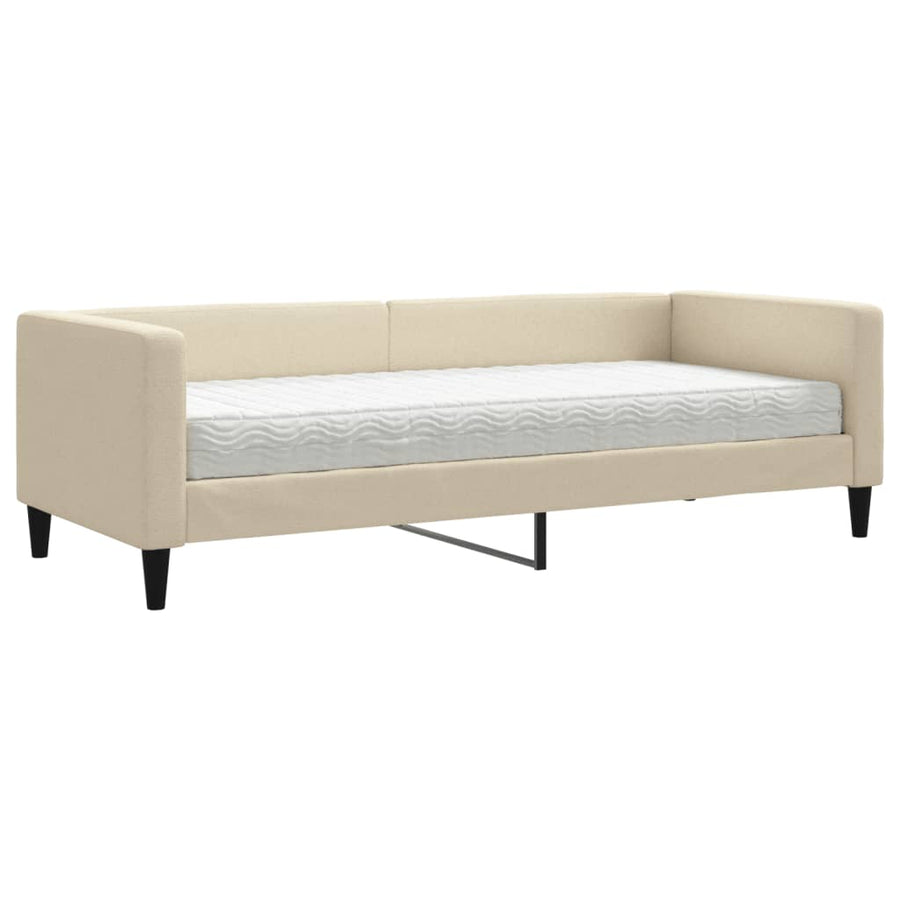 Slaapbank Stof Kleurig 80 x 200 cm Crème met matras