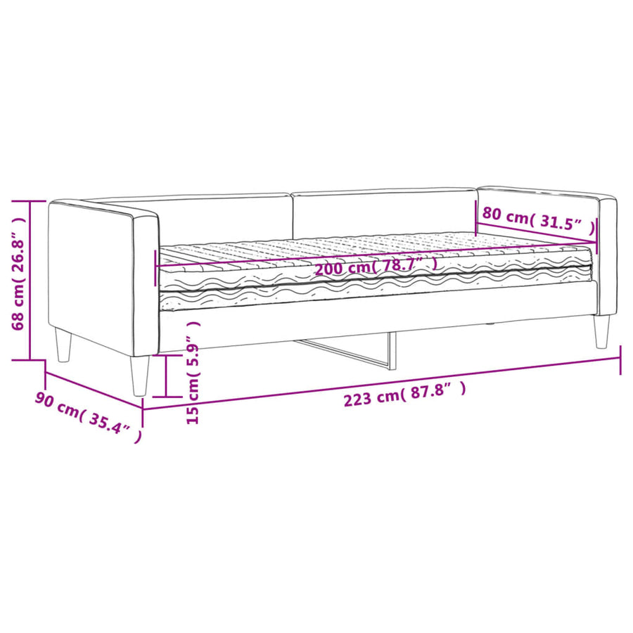 Slaapbank Stof Kleurig 80 x 200 cm Crème met matras