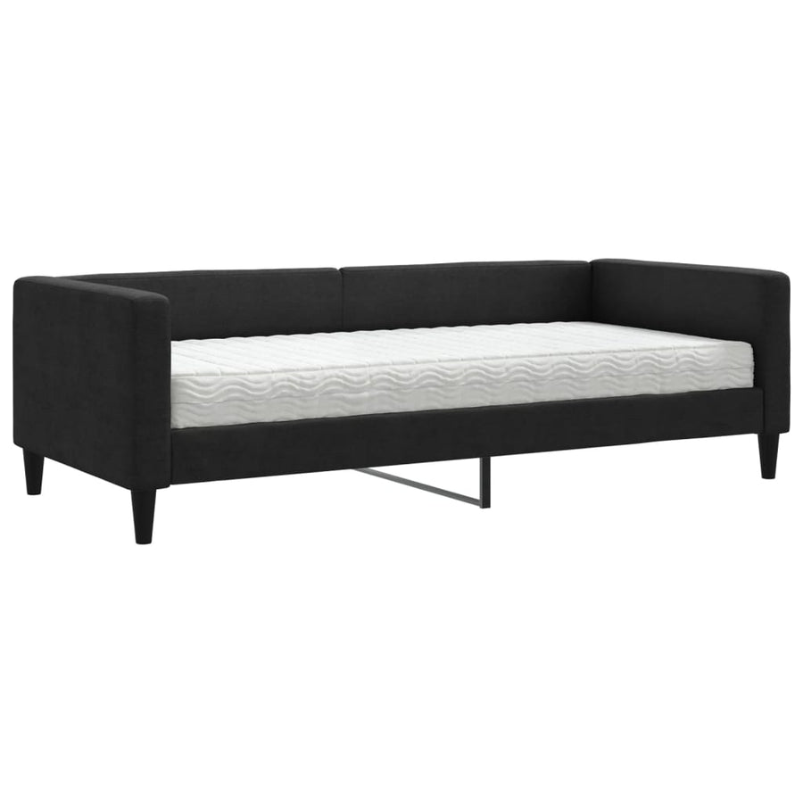 Slaapbank met matras 90x200 cm stof zwart 90 x 200 cm Zwart met matras