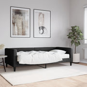 Slaapbank 90x200 cm stof zwart met matras