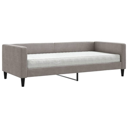 Slaapbank Met Matras 90X200 Cm Stof Taupe Taupe 90 x 200 cm
