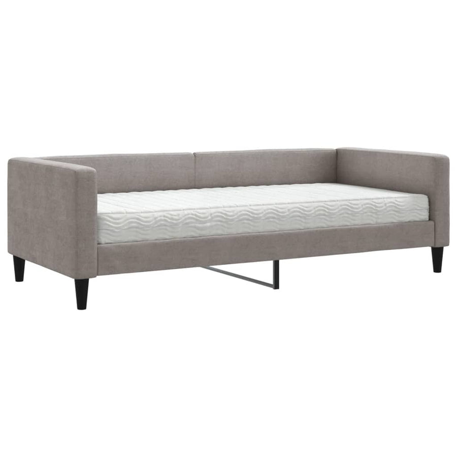 Slaapbank Met Matras 90X200 Cm Stof Taupe Taupe 90 x 200 cm