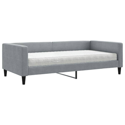 Slaapbank met matras 100x200 cm stof lichtgrijs 100 x 200 cm Lichtgrijs met matras