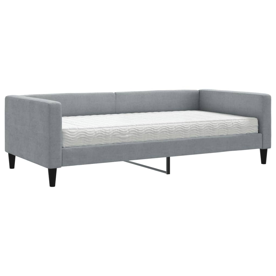 Slaapbank met matras 100x200 cm stof lichtgrijs 100 x 200 cm Lichtgrijs met matras