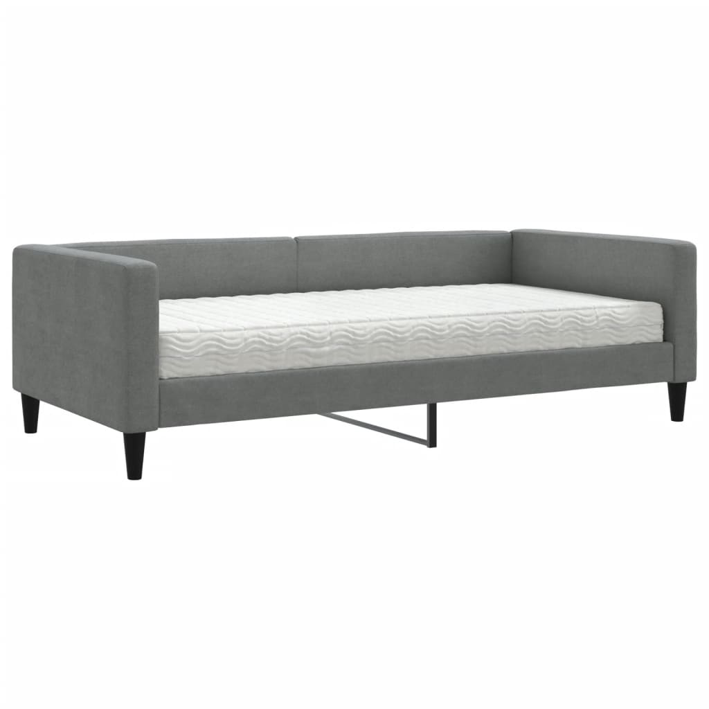 Slaapbank met matras 100x200 cm stof donkergrijs 100 x 200 cm Donkergrijs met matras