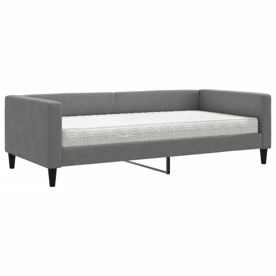Slaapbank met matras 100x200 cm stof donkergrijs 100 x 200 cm Donkergrijs met matras