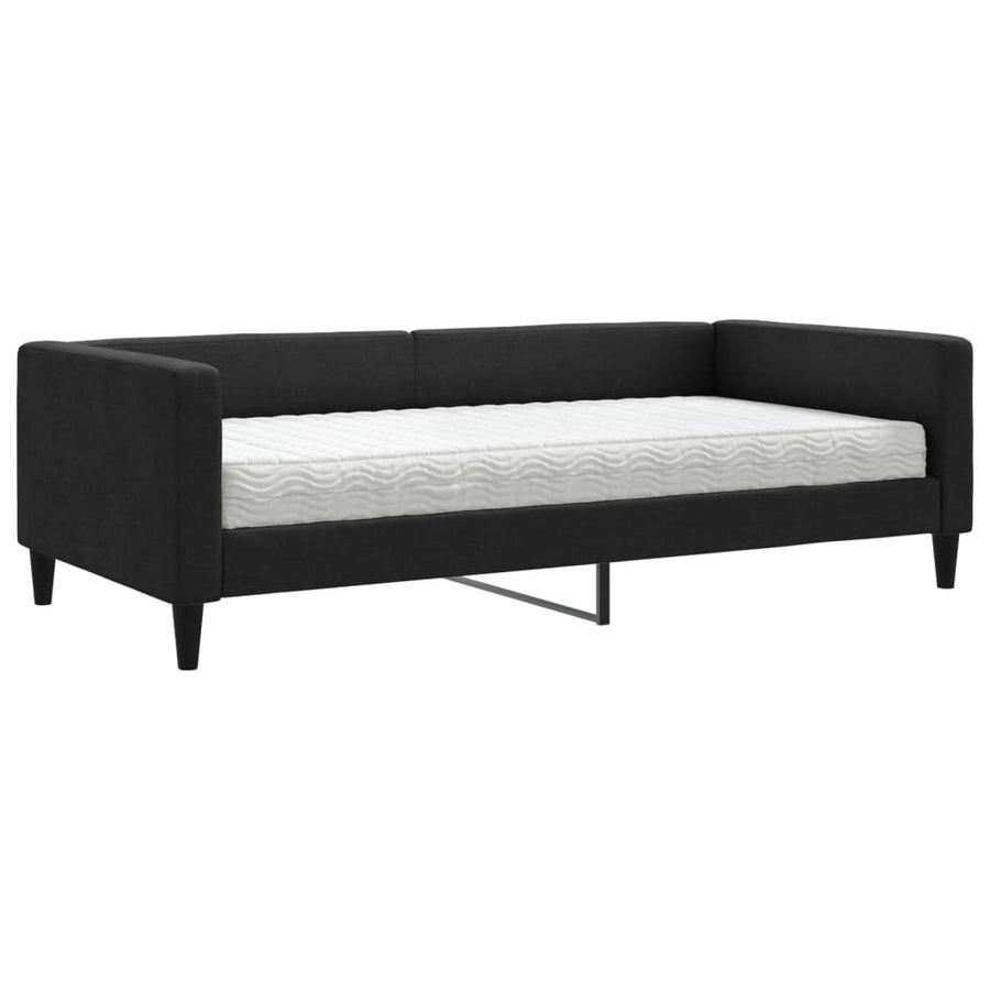 Slaapbank met matras 100x200 cm stof zwart 100 x 200 cm Zwart met matras