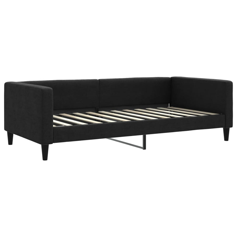 Slaapbank met matras 100x200 cm stof zwart 100 x 200 cm Zwart met matras