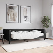 Slaapbank 100x200 cm stof zwart met matras