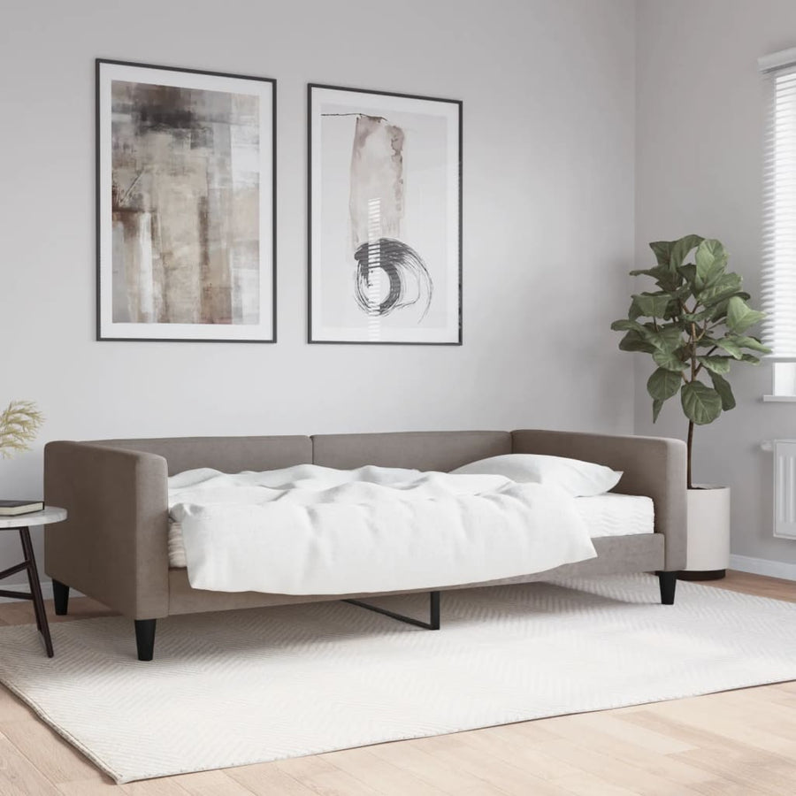 Slaapbank Stof 100 x 200 cm Taupe met matras