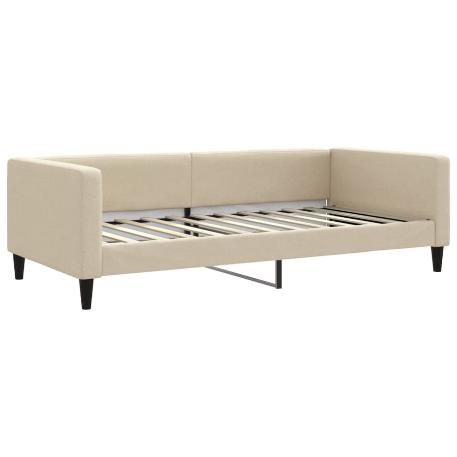 Slaapbank met matras 100x200 cm stof crèmekleurig 100 x 200 cm Crème met matras