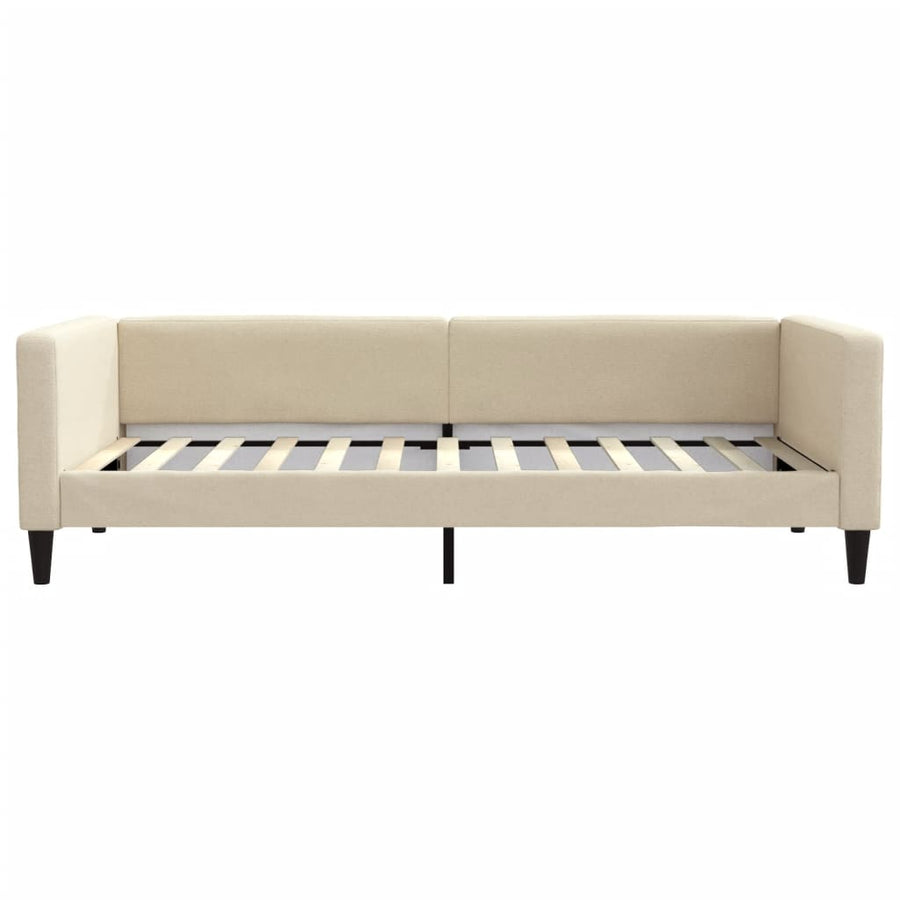 Slaapbank met matras 100x200 cm stof crèmekleurig 100 x 200 cm Crème met matras