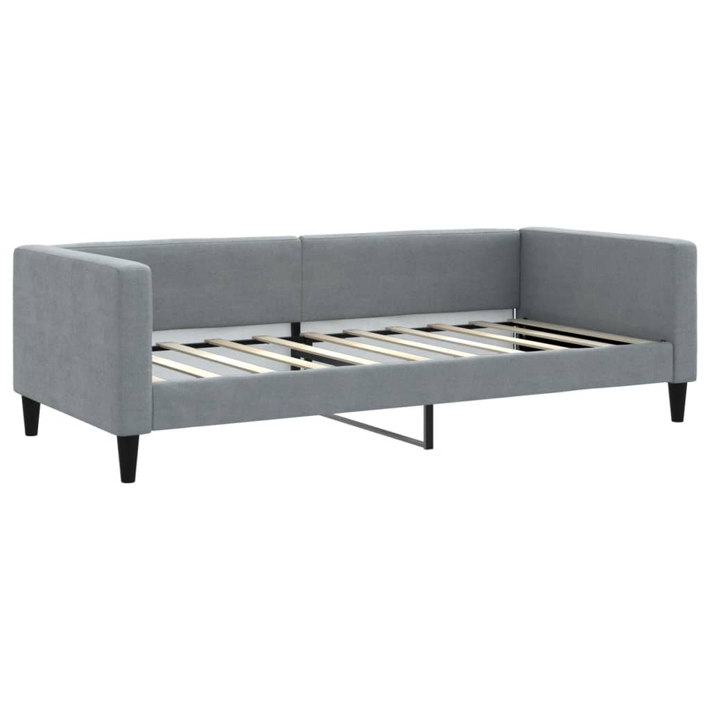 Slaapbank Met Matras 90X190 Cm Stof Lichtgrijs Lichtgrijs 90 x 190 cm