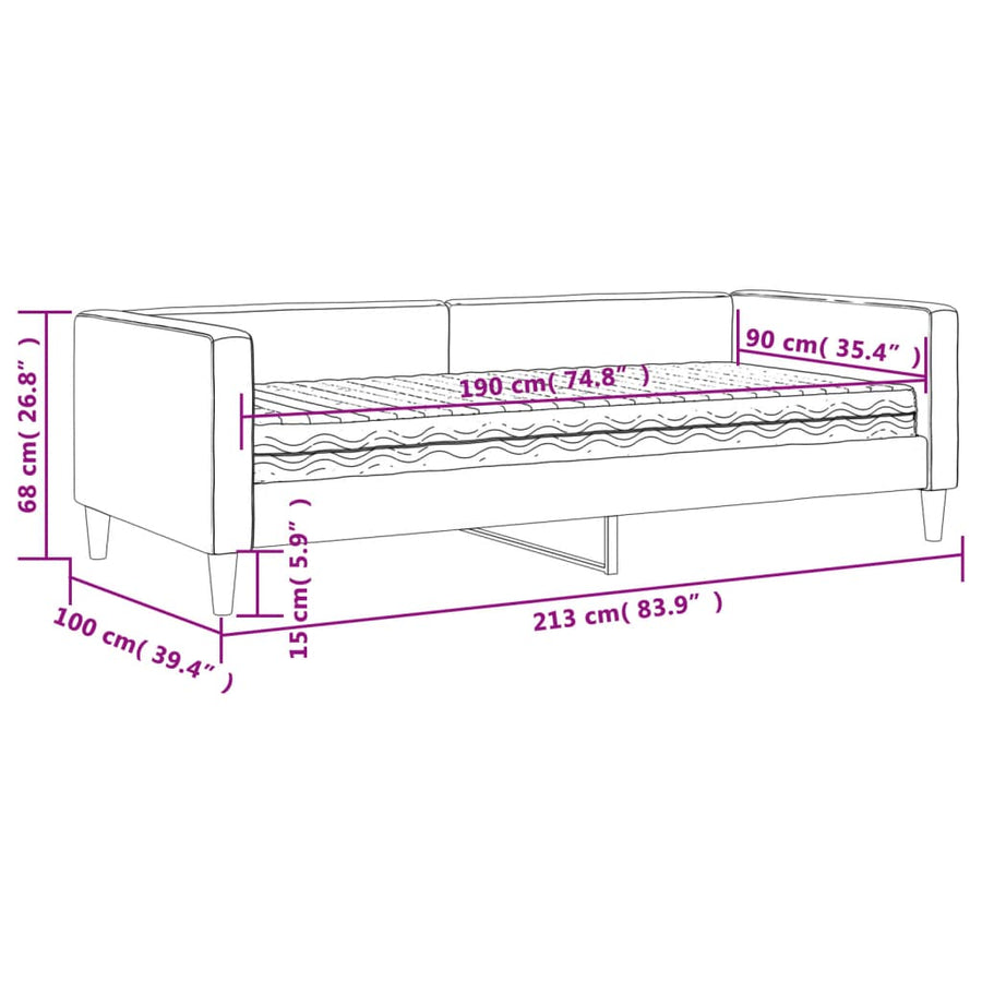 Slaapbank Met Matras 90X190 Cm Stof Lichtgrijs Lichtgrijs 90 x 190 cm
