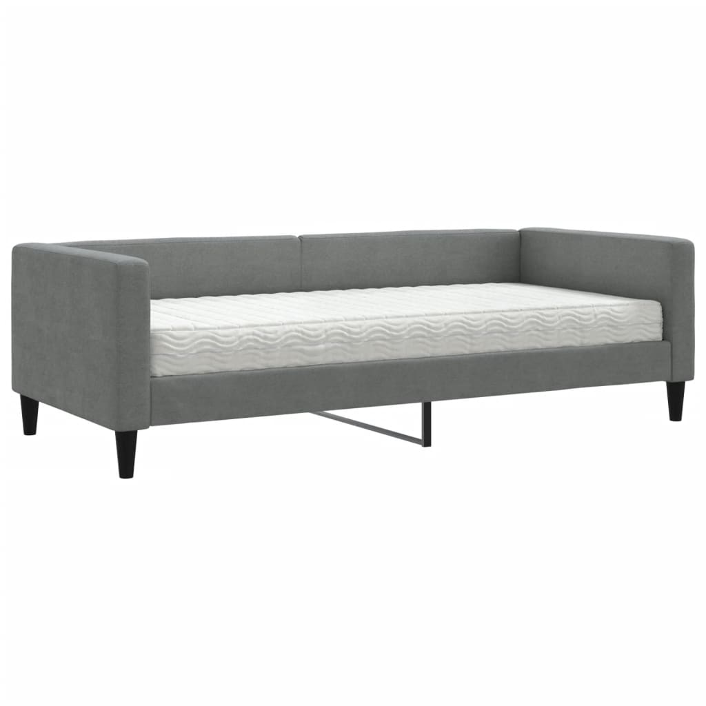 Slaapbank Stof 90 x 190 cm Donkergrijs met matras