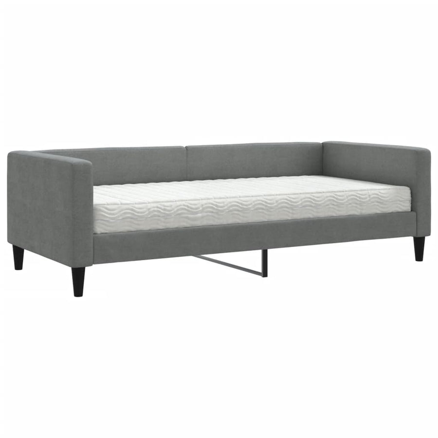 Slaapbank Stof 90 x 190 cm Donkergrijs met matras