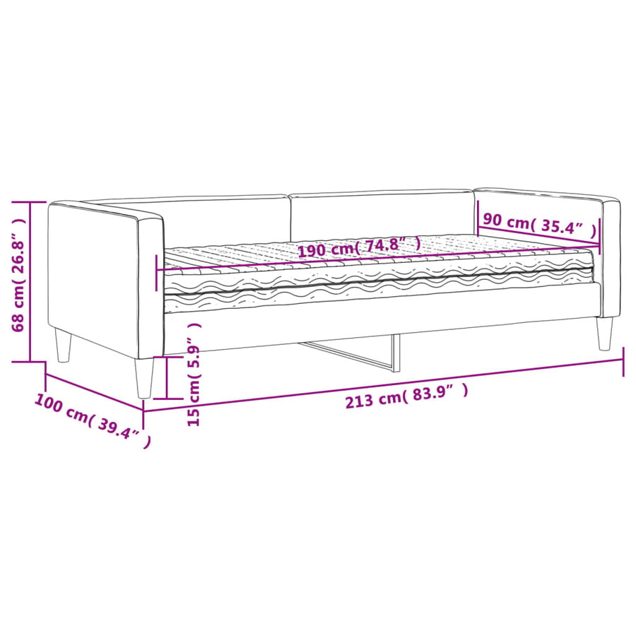 Slaapbank Stof 90 x 190 cm Donkergrijs met matras