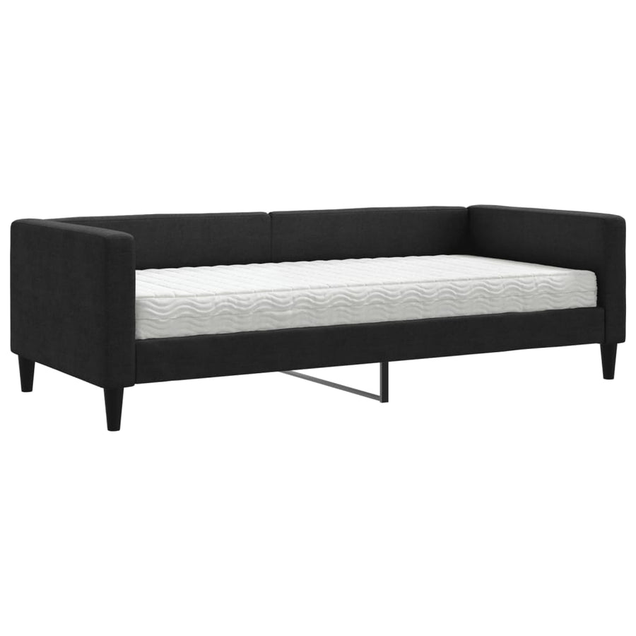 Slaapbank met matras 90x190 cm stof zwart