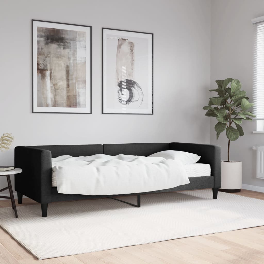 Slaapbank met matras 90x190 cm stof zwart