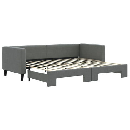 Slaapbank met onderschuifbed 80x200 cm stof donkergrijs 80 x 200 cm Donkergrijs met onderschuifbed