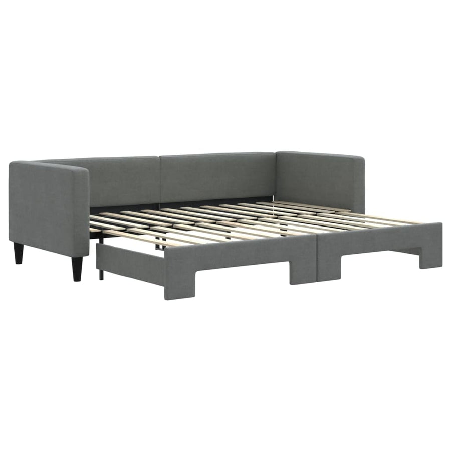 Slaapbank met onderschuifbed 80x200 cm stof donkergrijs 80 x 200 cm Donkergrijs met onderschuifbed