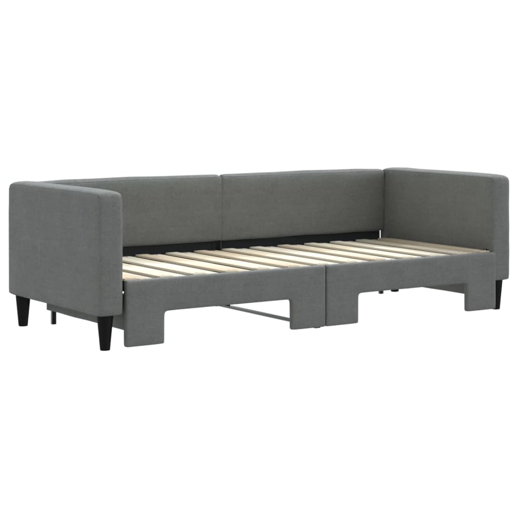 Slaapbank met onderschuifbed 80x200 cm stof donkergrijs 80 x 200 cm Donkergrijs met onderschuifbed