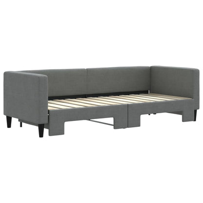 Slaapbank met onderschuifbed 80x200 cm stof donkergrijs 80 x 200 cm Donkergrijs met onderschuifbed