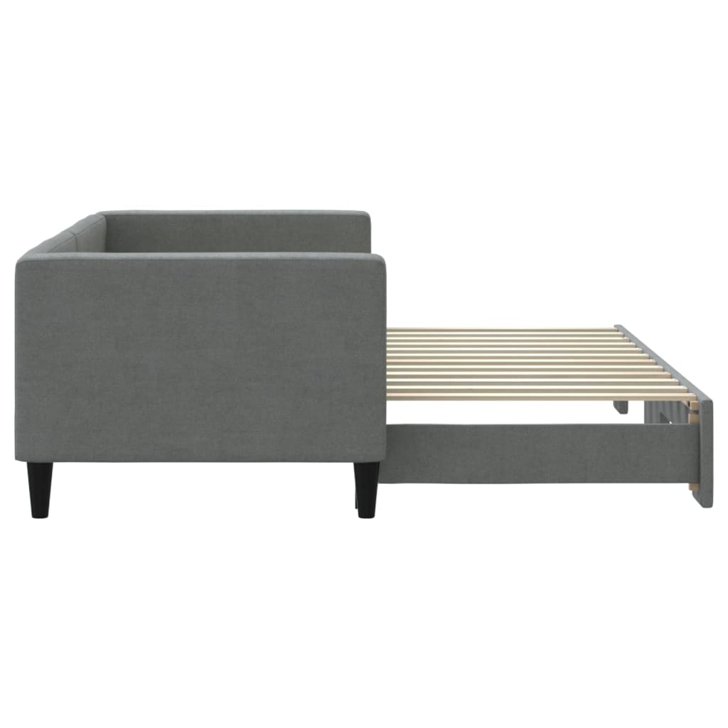 Slaapbank met onderschuifbed 80x200 cm stof donkergrijs 80 x 200 cm Donkergrijs met onderschuifbed