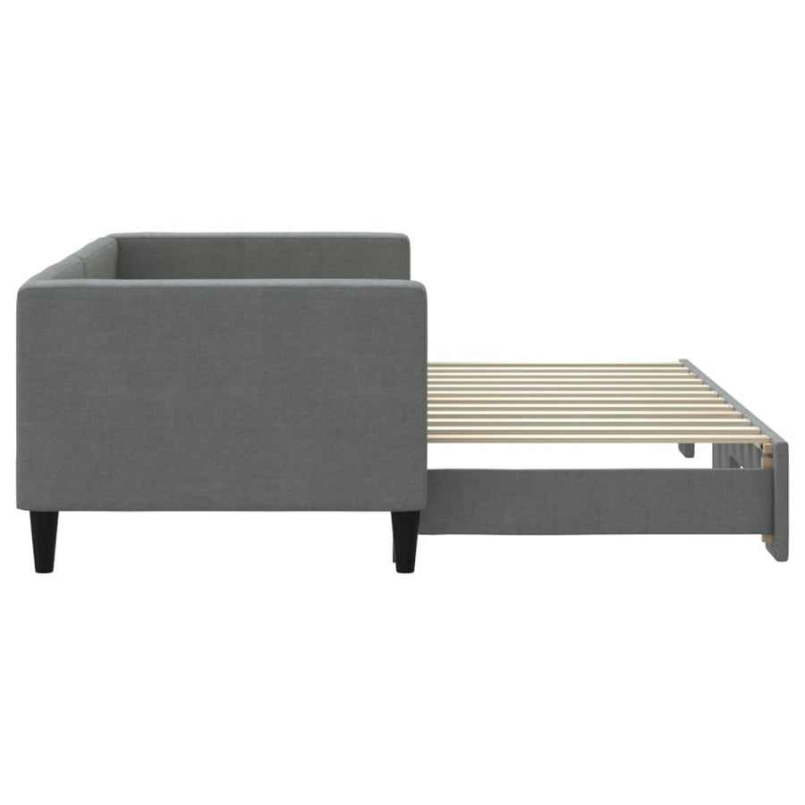 Slaapbank met onderschuifbed 80x200 cm stof donkergrijs 80 x 200 cm Donkergrijs met onderschuifbed