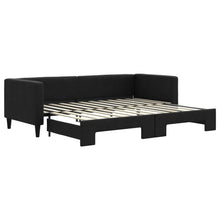 Slaapbank Stof 80 x 200 cm Zwart met onderschuifbed
