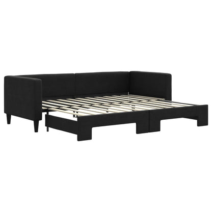 Slaapbank Stof 80 x 200 cm Zwart met onderschuifbed