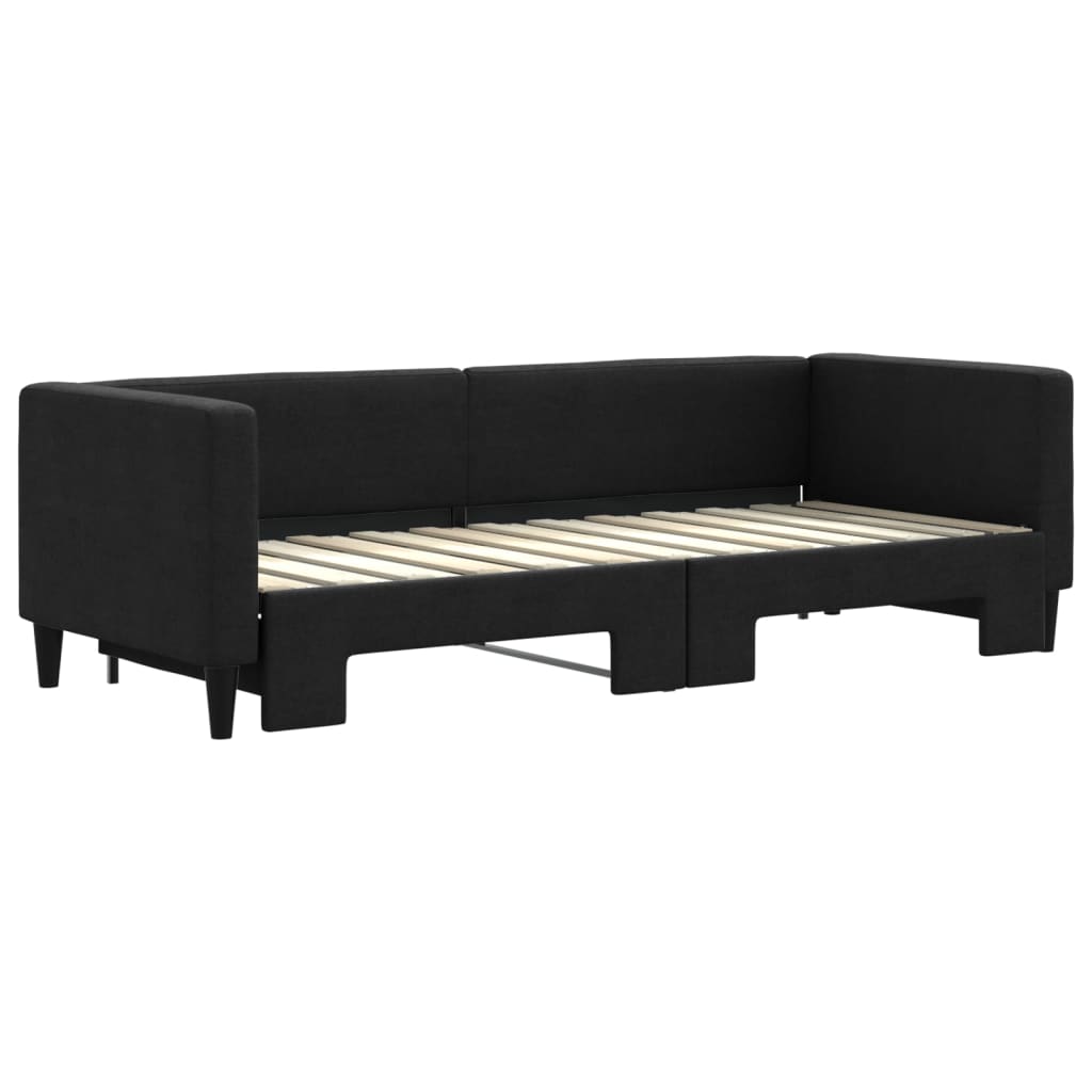 Slaapbank Stof 80 x 200 cm Zwart met onderschuifbed