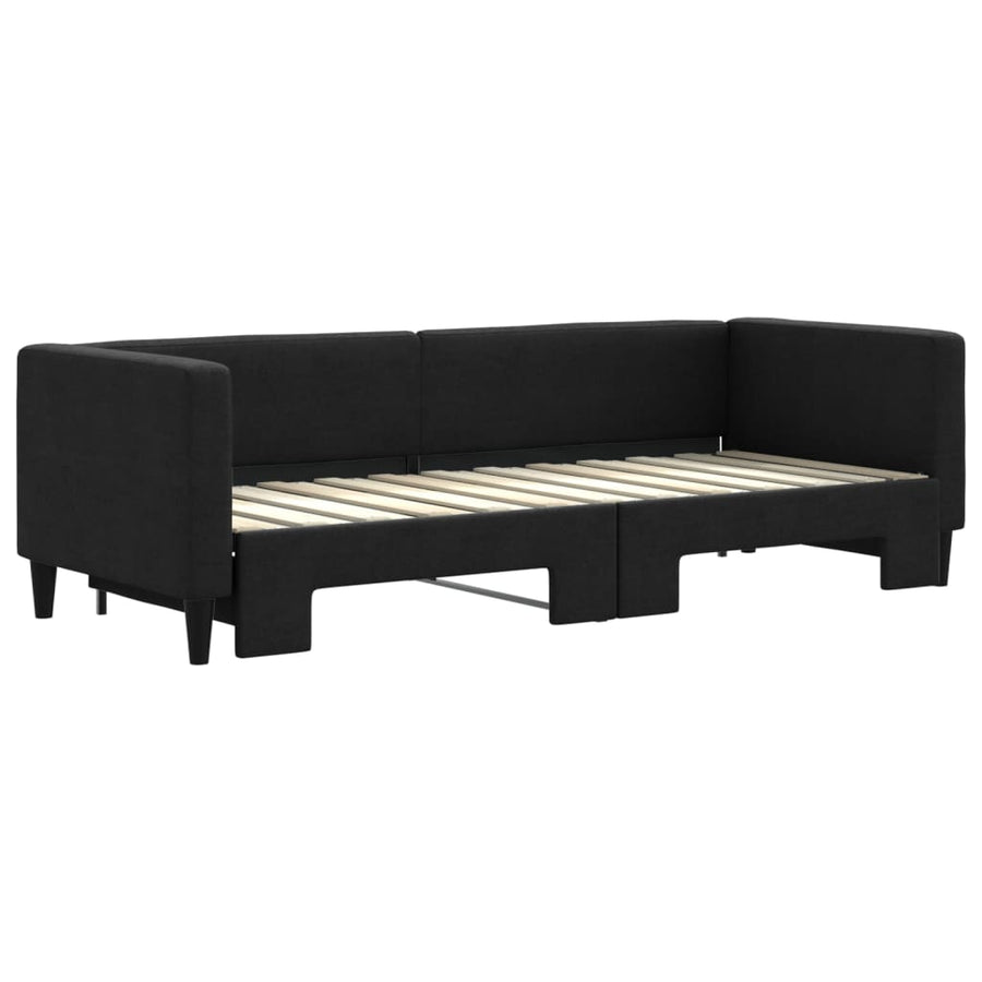 Slaapbank Stof 80 x 200 cm Zwart met onderschuifbed