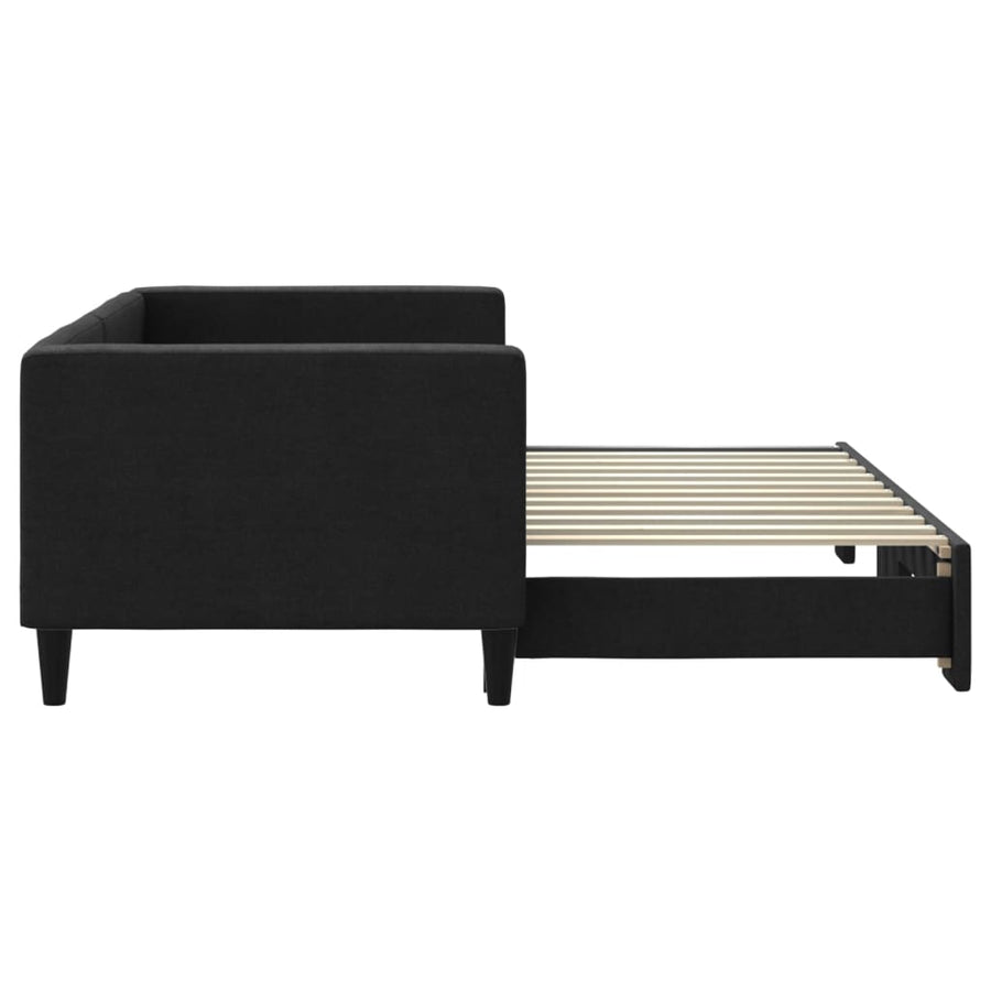Slaapbank Stof 80 x 200 cm Zwart met onderschuifbed