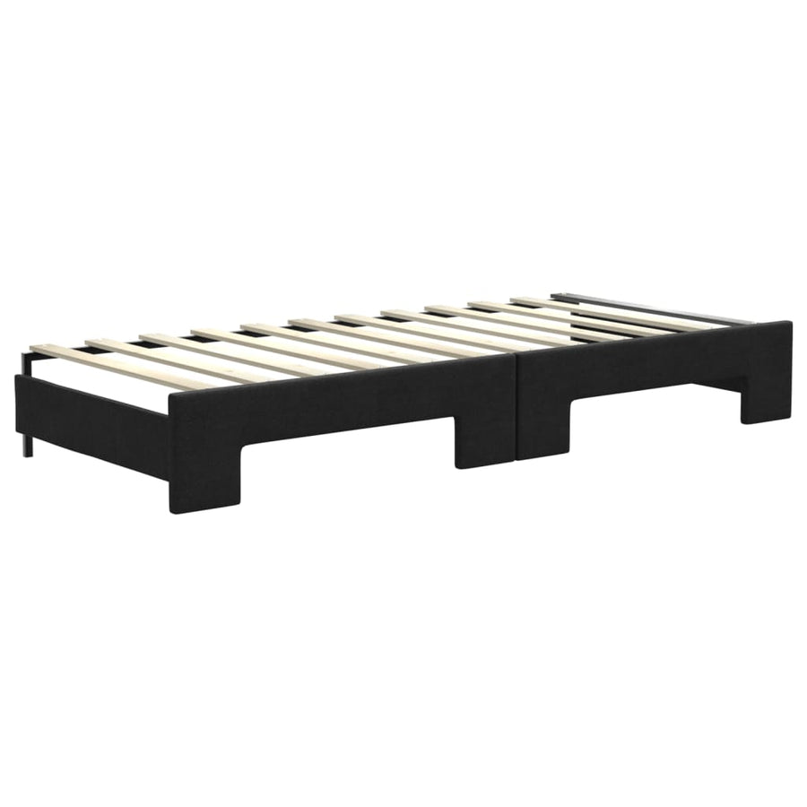 Slaapbank Stof 80 x 200 cm Zwart met onderschuifbed