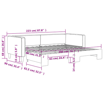 Slaapbank Stof 80 x 200 cm Zwart met onderschuifbed