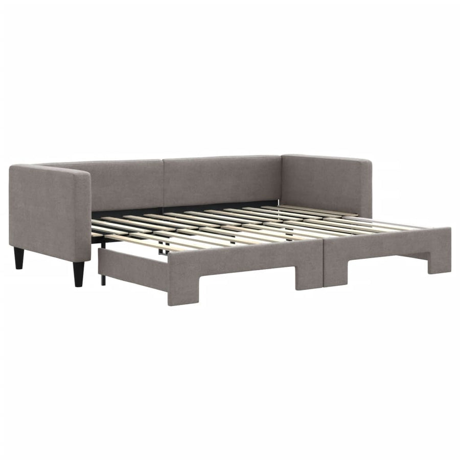 Slaapbank Met Onderschuifbed 80X200 Cm Stof Taupe Taupe 80 x 200 cm