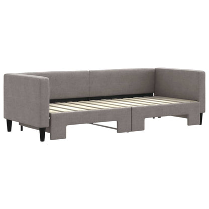 Slaapbank Met Onderschuifbed 80X200 Cm Stof Taupe Taupe 80 x 200 cm