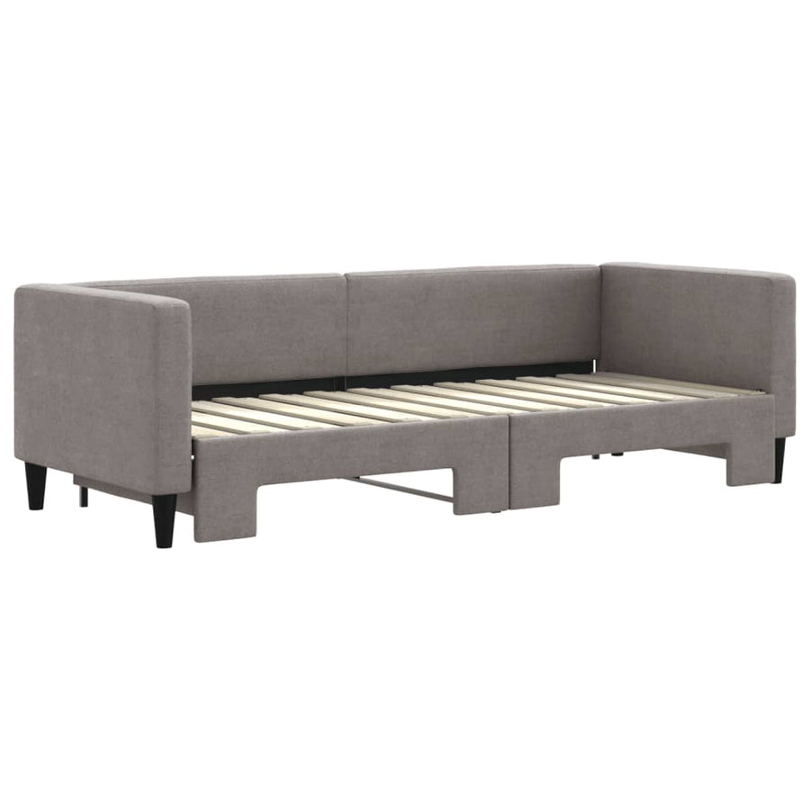 Slaapbank Met Onderschuifbed 80X200 Cm Stof Taupe Taupe 80 x 200 cm