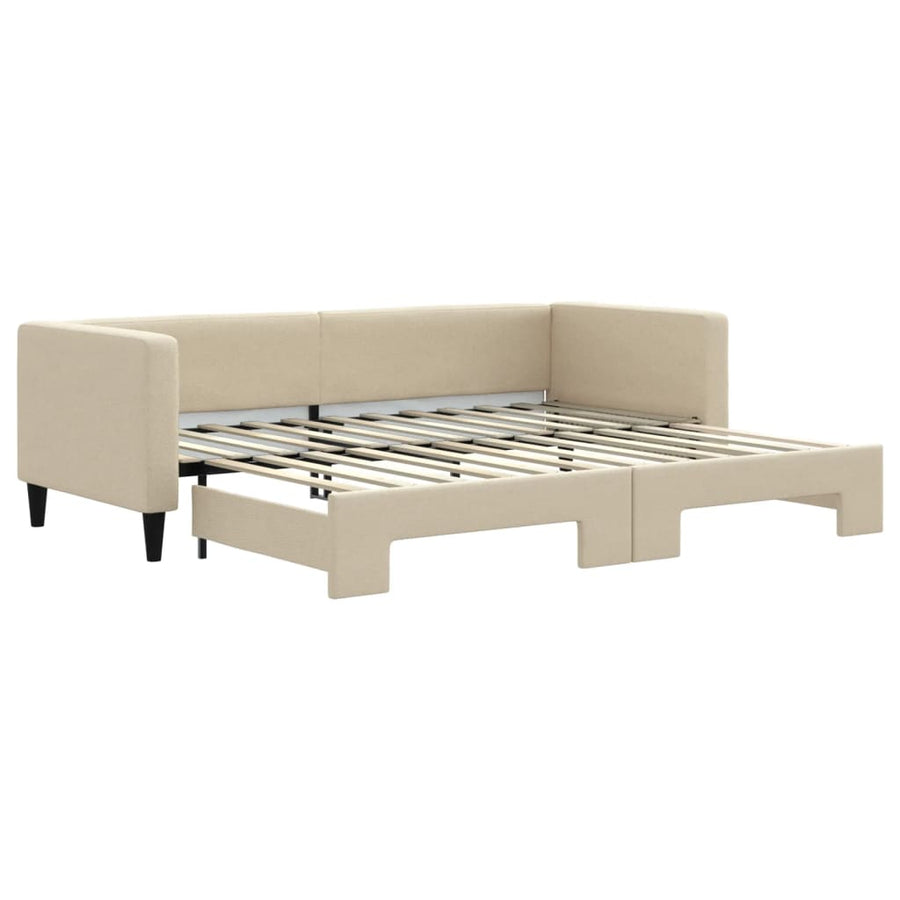 Slaapbank Stof Kleurig 80 x 200 cm Crème met onderschuifbed