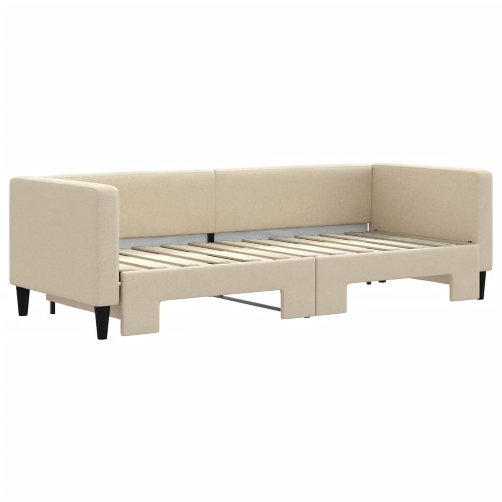 Slaapbank Stof Kleurig 80 x 200 cm Crème met onderschuifbed
