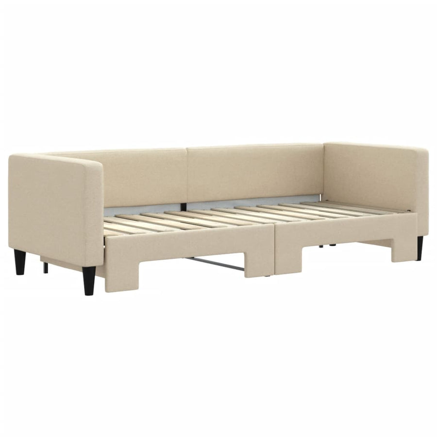 Slaapbank Stof Kleurig 80 x 200 cm Crème met onderschuifbed