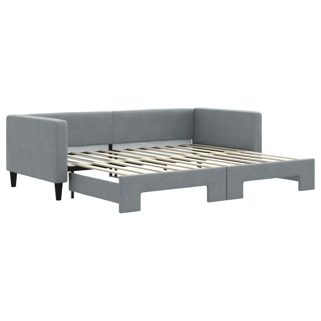 Slaapbank met onderschuifbed 90x200 cm stof lichtgrijs 90 x 200 cm Lichtgrijs met onderschuifbed